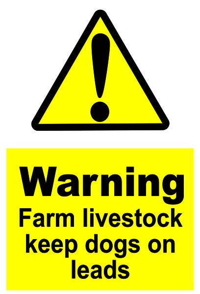 Warning Farm Livestock Keep Dogs On Leads 30x40cm Sign - 2 Pack.