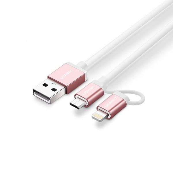 UGreen USB2.0 to Micro USB+Lighting 1m Cab-WH