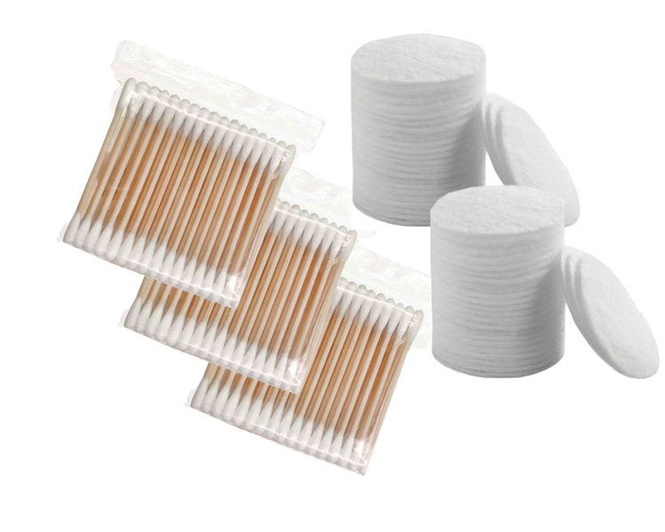 Essentials Bundle: 3 x Ear Buds - 100's &amp; 2 x Soft Pressed Cotton Pads 80's