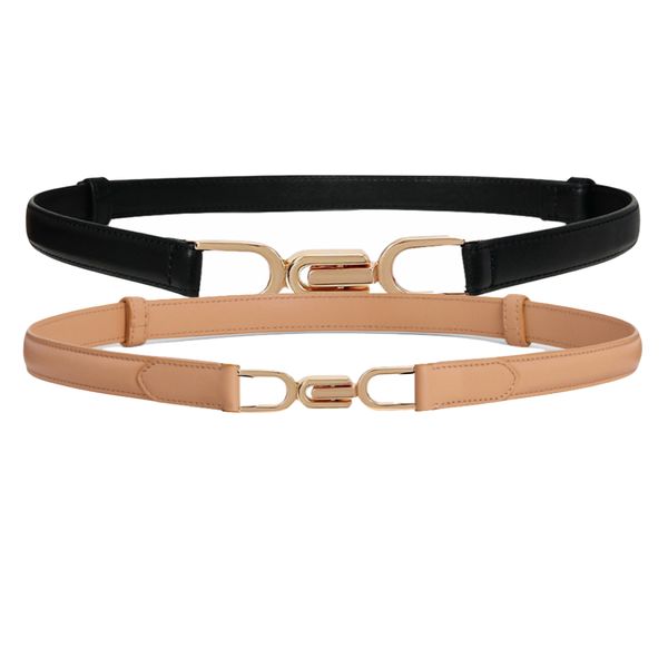 Fashion Faux Leather Clip Buckle Casual Belt Black &amp; Beige Belts Set