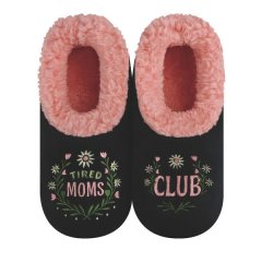 Snoozies Womens Fleece Slippers Tired Moms Club - Soft Non-Skid Sole
