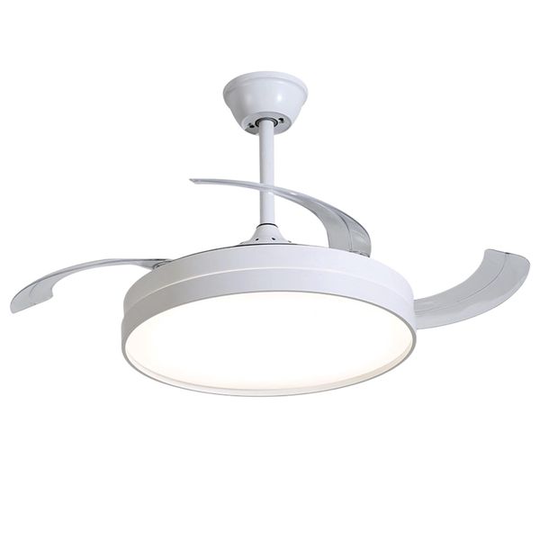 Retractable Ceiling Fan With Remote Control - White &amp; Light Oak