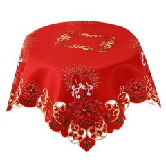 Christmas Embroidered Hollow-Out Round TableCloth,for Banquet Events
