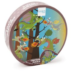 Scratch Puzzle Compact Mini Contour Puzzle Dragon 29 pieces