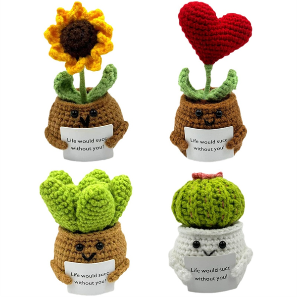 4 Pcs Crochet Emotional Support Cucumber Handmade Emotional