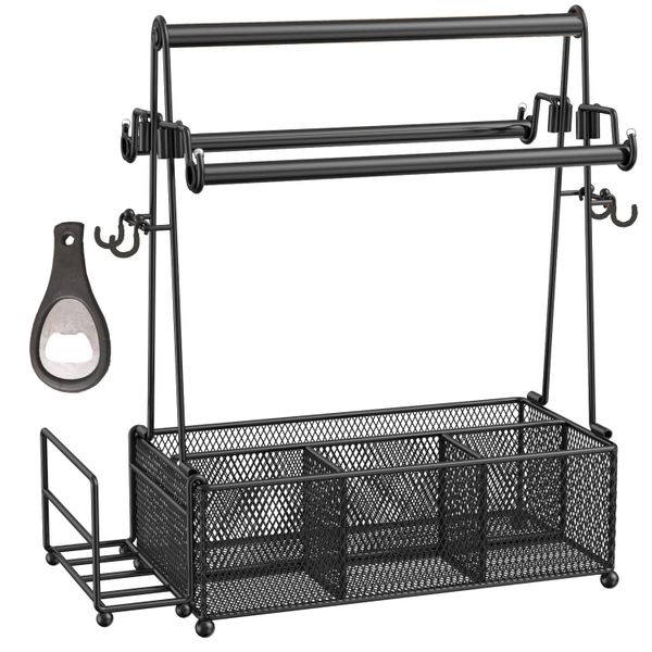 Mesh Kitchen Utensils Organiser Caddy Rack With Tissue &amp; Cuttlery Holder