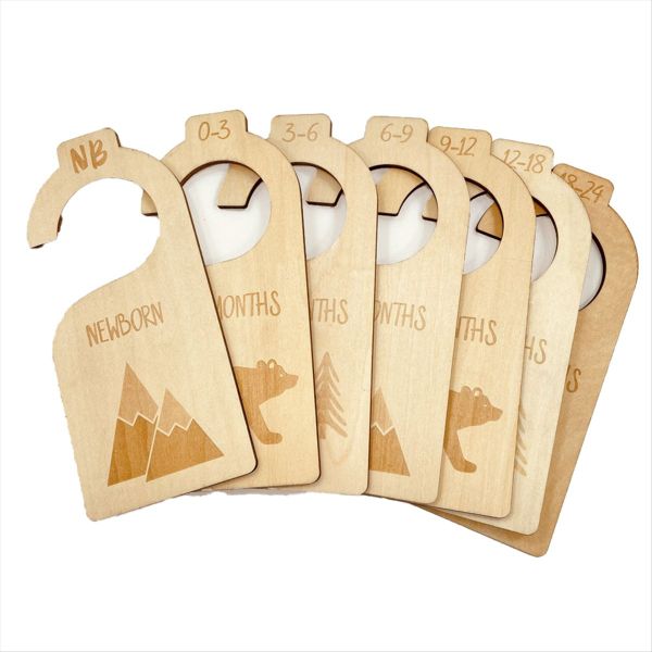 Baby Wardrobe Divider 7 Piece Set Wooden Nursery Clothes Divider (Wood)