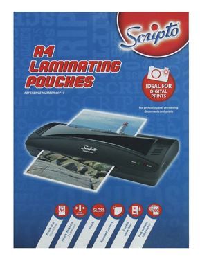 Scripto A4 160 Microns Glossy Laminating Pouches Pack of 100