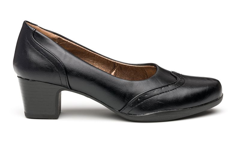 TTP Ladies Block Heel Square Toe Brogue Courts