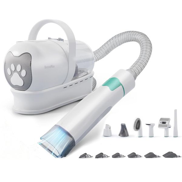 BezosMax 7 in 1 Pet Grooming Kit for Shedding, 3 Suction Modes &amp; Low Noise