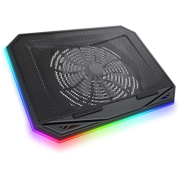 RGB Gaming Laptop Cooling Pad with 200mm Silent Fan for 10-17" Laptops