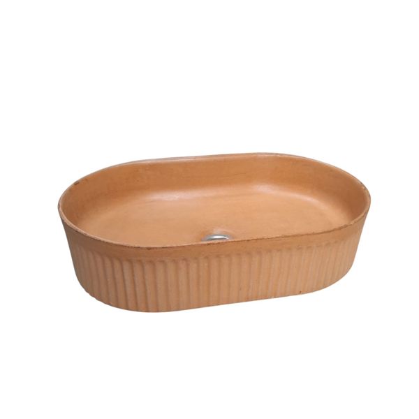 The Triton Burnt Orange 50.5 x 32 x 12cm Bespoke Ribbed Concrete Sink