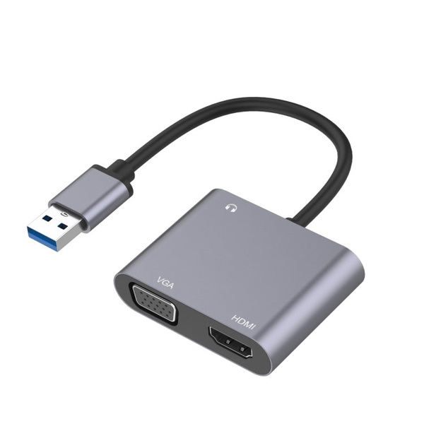 USB 3.0 to HDMI 1080P + VGA + 3.5mm Aux Audio Output Port Adapter By (GC)