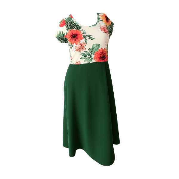Maternity&amp;Nursing Midi Summer Capsleeve Dress-White Floral