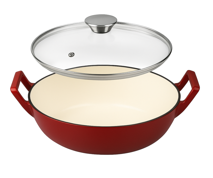 Classic Cast Iron Multi-Cooker with Glass Lid - H8162 - 36cm