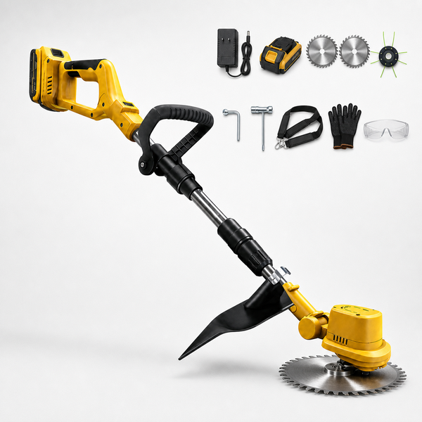 21V Cordless Brushless Lawn Trimmer with Metal Blade Kit