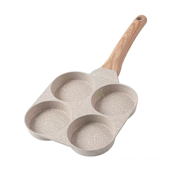 Wheat Rice Stone NonStick Pan,Four Hole Egg Burger,Flat Bottomed Frying Pan