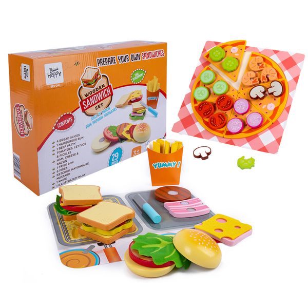 2-Piece Pretend Play Wooden Cutting Fruit Toy Set for Kids Kitchen Gift