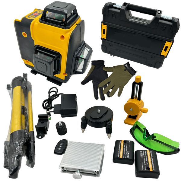 Industrial 4D 16 Green Line Laser Self Leveling Mapping Tool, Case &amp; Gloves