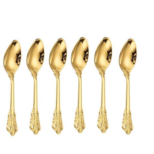 6 Pieces Royal Gold Stainless Steel Teaspoons For Decor