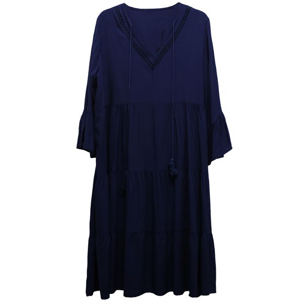 Purple &amp; Prose Ladies Dolly Top Navy Blue Tier Dress
