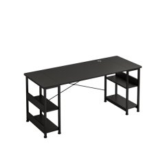 AURIZA 150cm Computer Desk with Storage Shelves Black/White