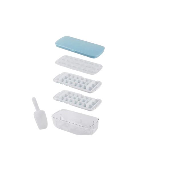 Manual Ice Cube Maker - Press-Release Ice Tray with Lid (Yellow)