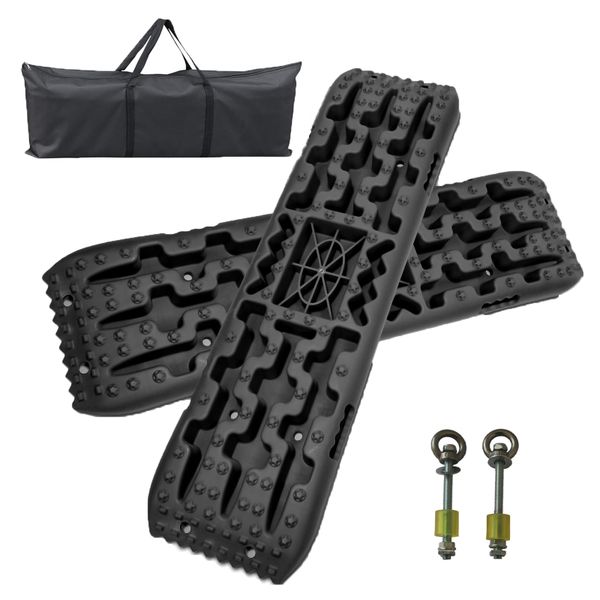 4x4 Recovery Tracks with Jack Base Sand Mud Snow Traction Boards - 2 Pack