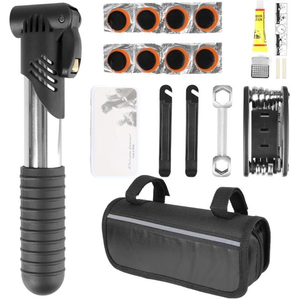 Bike Repair Tool Kit with Waterproof Storage Bag - 8-in-1 Bicycle Tool Kit - Black
