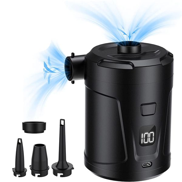Electric Inflation/Deflating Pump,Built-in 5200 mAh Battery, Black