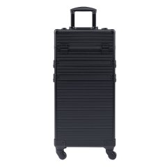 Metallic Black Professional Makeup Cosmetic Trolley Case
