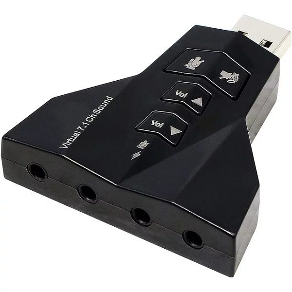Black L159 USB Sound Card Adapter Double USB Headset 7.1 Channel