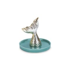 Porcelain Golden Nayade/ Mermaid Ring &amp; Jewellery Holder