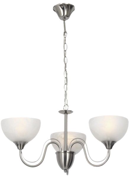 3 Light Satin Chrome Chandelier with Alabaster Glass