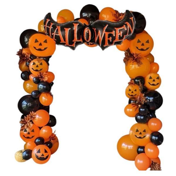 82pcs Black and Orange Halloween Balloons - 10-inch Pumpkin Printed