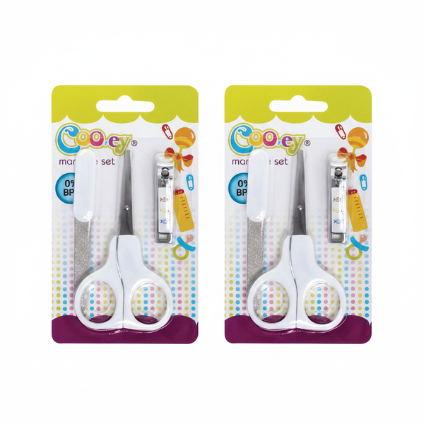 Cooey Baby Grooming Set - 3 Piece Nail Clippers, File &amp; Scissors - 2 Pack