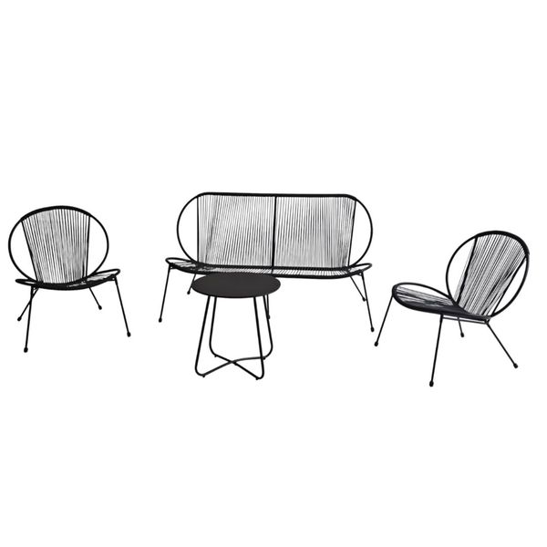 George &amp; Mason Acapulco Patio Steel Wicker Set Black