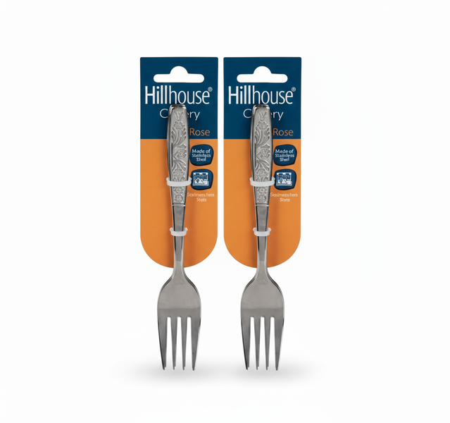 Hillhouse 4 Piece Stainless Steel Fork Set with Rose Handles - 2 Pack