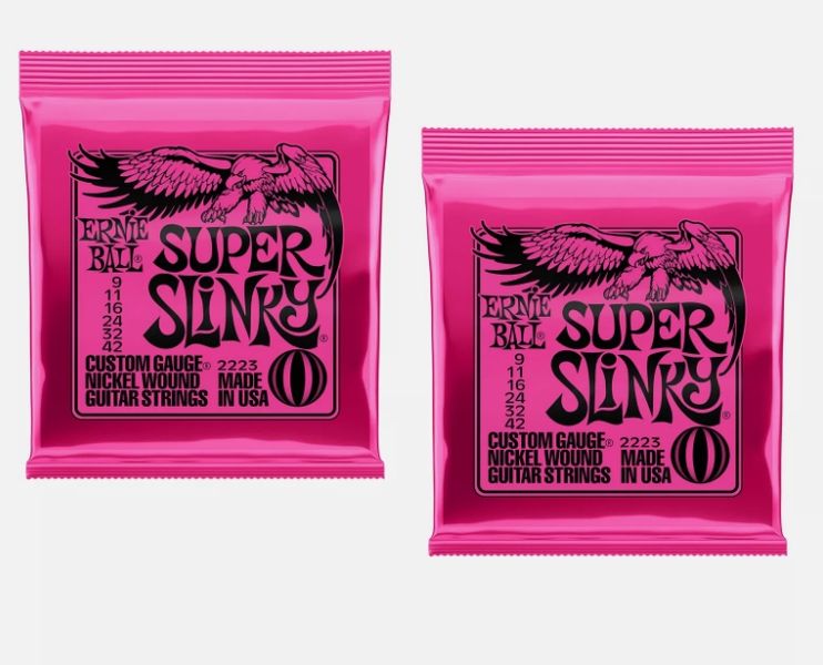 Ernie Ball 2223 Electric Guitar Strings Super Slinky - Pack of 2, 09-42
