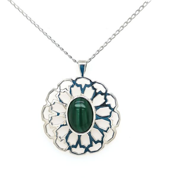 Necklace silver malachite