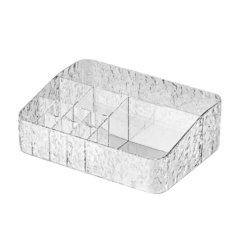 24x8x6cm Transparent Plastic Multi-Grid Desktop Organizer Makeup Organizer