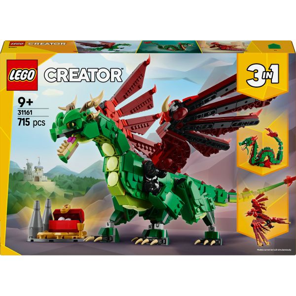 LEGO® Creator 3in1 Medieval Dragon Creature Toy Playset 31161