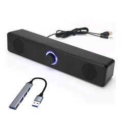 Computer Speakers, Wired Stereo Desktop Speakers, Equipped with 4-Port Hub