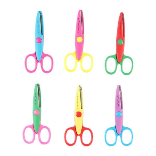 6-Piece Vibrant Decorative-Edge Craft Scissors Set- Multi Color