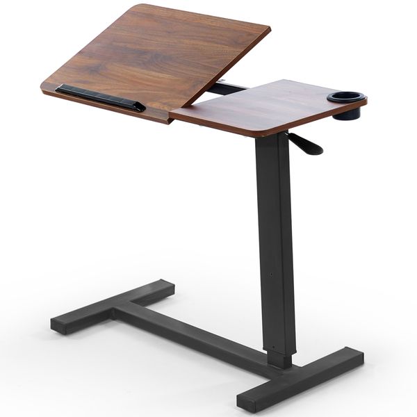 Work Desk Tilting Bed Table Cup Holder Wheels Mobile Computer Desk