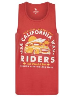 Tokyo Laundry Men's - Riders Motif Print Cotton Vest Top in Garnet Rose - (Parallel Import)