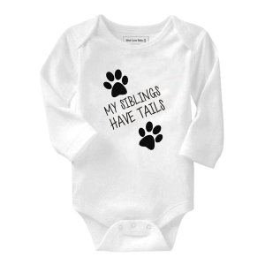 My Siblings Have Tails White Long Sleeve Romper