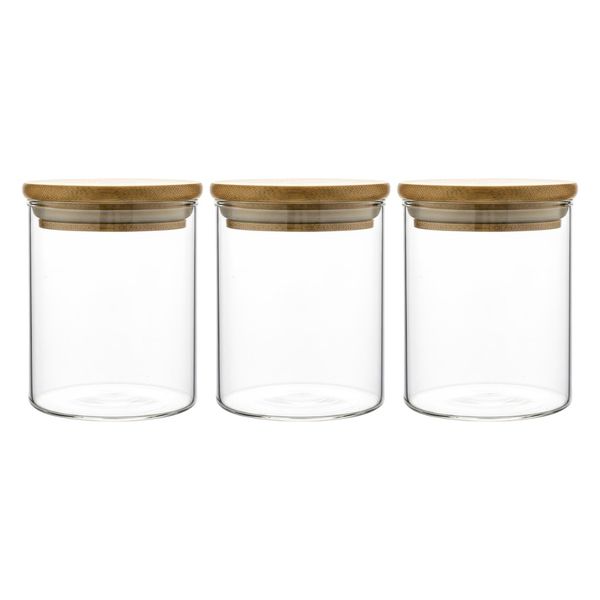 High Borosilicate Glass Storage Display Jar Set - Transparent 3 Pack