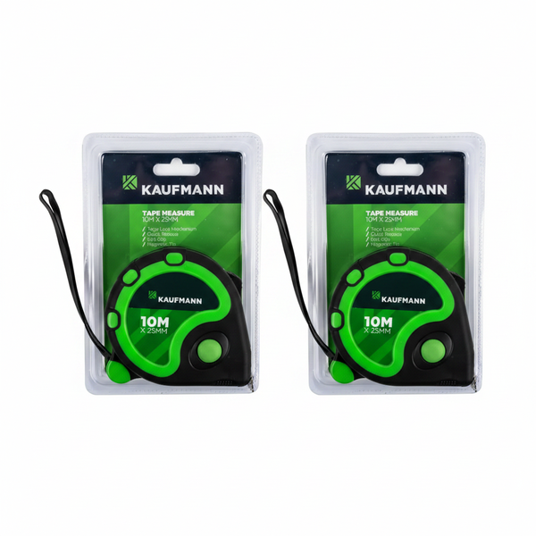 Kaufmann 10m x 25mm Tape Measure - Durable Measuring Tool for DIY - 2 Pack