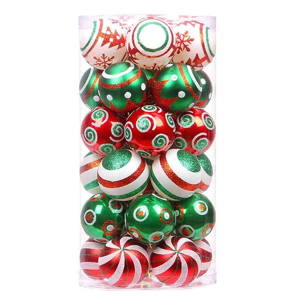 30 Pcs Christmas Ball Ornaments Red Green and White 6cm for Xmas Tree